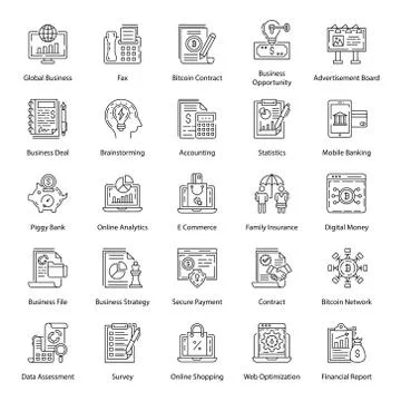 Pack of Business Line Vectors Stock Illustration