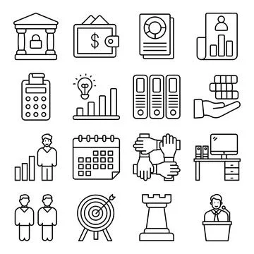 Pack of Business Linear Icon Stock Illustration