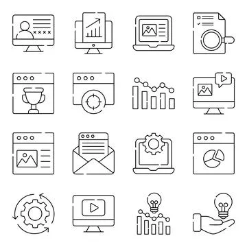 Pack of Business Linear Icons Stock Illustration