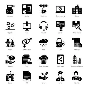 Pack Of Business Solid Icons 스톡 일러스트