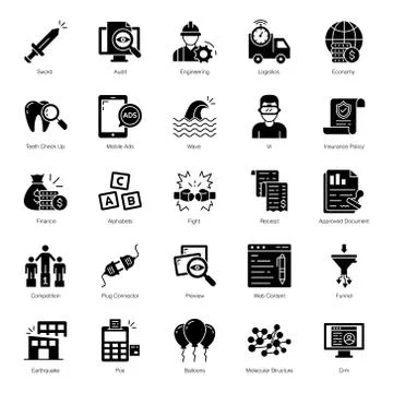 Pack Of Business Solid Vectors Illustrazione stock