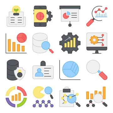 Pack of Business Statistics Flat Icons Illustrazione stock