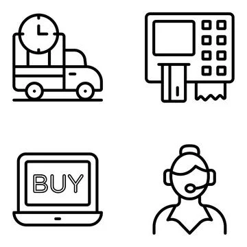 Pack of Buying and Purchasing Linear Icons Illustrazione stock