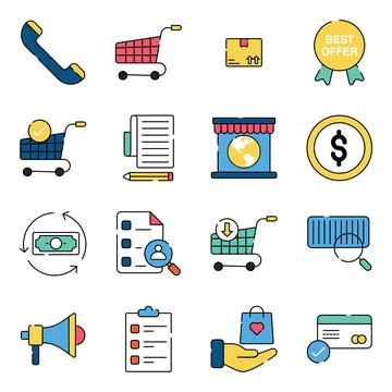Pack of Buying Flat Icons Stock-Illustration