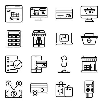 Pack of Buying Linear Icons Illustrazione stock