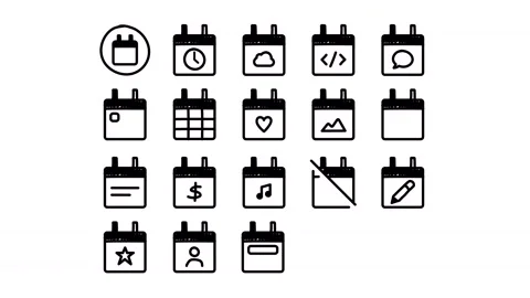 Pack of calendar, month, schedule, event, appointment, agenda, day, date Video stock 303939856