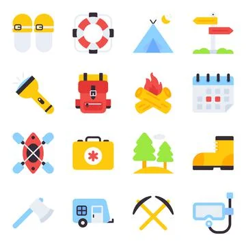 Pack of Camping Flat Icons Stock-Illustration