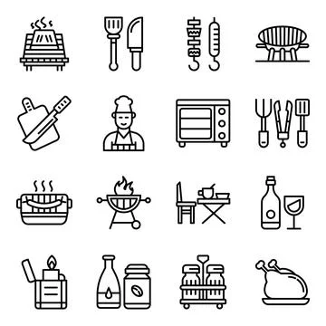 Pack of Camping Linear Icons Stock Illustration