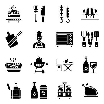 Pack of Camping Solid Icons Stock-Illustration