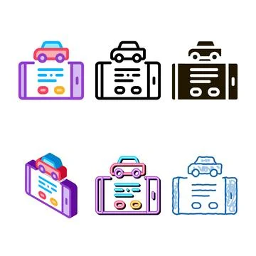 Pack car control phone app icon vector outline Stock Illustration