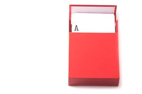 A pack of card inside a red box Stock Photos