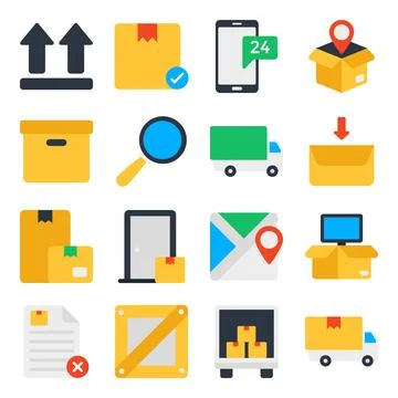 Pack of Cargo Flat Icons Stock-Illustration