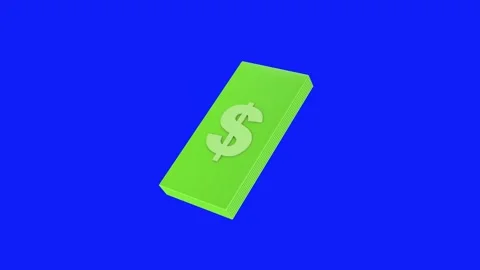 A pack of cartoon dollars animated on a blue background. Stock Footage 306407491