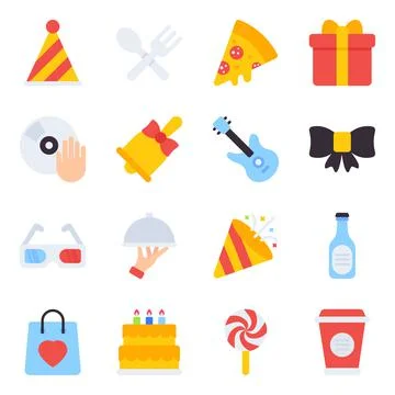 Pack of Celebration Flat Icons Stock-Illustration