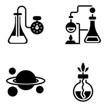 Pack of Chemistry Education Solid Icons Illustrazione stock