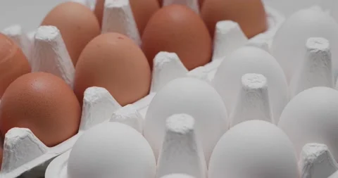 Pack of chicken egg in package Stock Footage 131348802