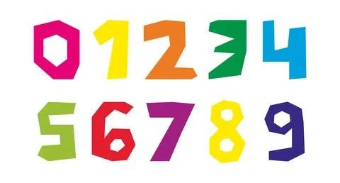 Pack of children's cut-out numbers shapes. Bright forms in a naive style. Kid Stock Illustration