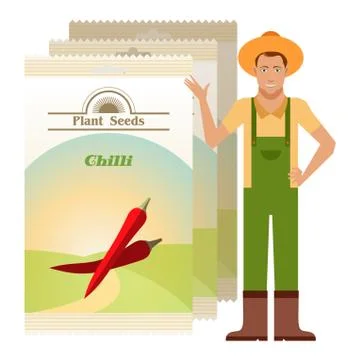 Pack of Chilli seeds icon Stock Illustration
