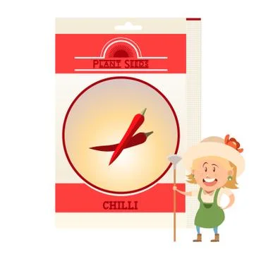 Pack of Chilli seeds icon Stock Illustration