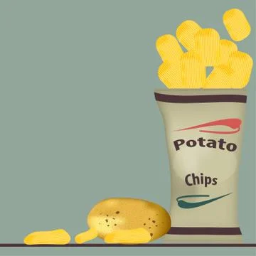 Pack of chips and glass 스톡 일러스트