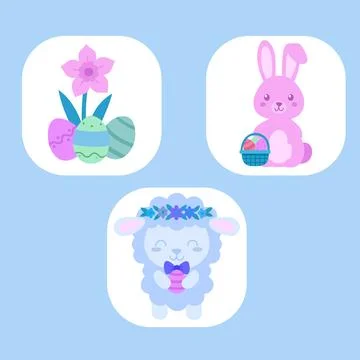 Pack of christian easter cartoon illustrations Stock Illustration