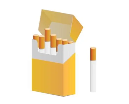 Pack of cigarettes and one cigarette out of pack Stock Illustration