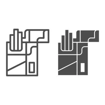 Pack of cigarettes line and solid icon, market concept, Open cigarette pack sign Stock Illustration