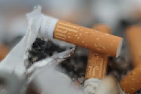 A pack of cigarettes is scattered on the ground Stock Photos