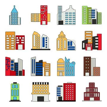 Pack of Cityscape and Establishment Flat Icons Illustrazione stock