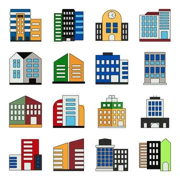 Pack of Cityscape Flat Icons Stock-Illustration