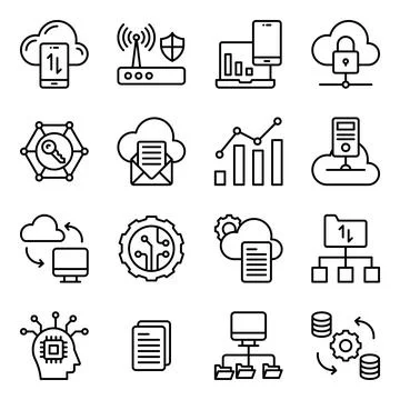 Pack of Cloud Data Management Linear Icons Stock-Illustration