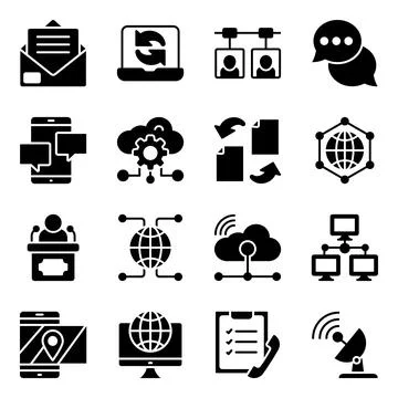 Pack of Cloud, Technology and Networking Solid Icons Stock-Illustration