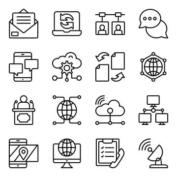Pack of Cloud, Technology and Networking Linear Icons Stock Illustration