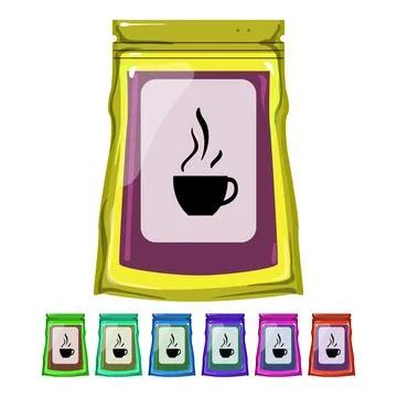 Pack coffee packaging cartoon vector graphic イラスト素材