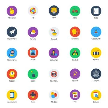 Pack Of Colorful Flat Icons Stock Illustration