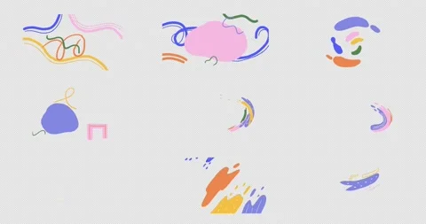 Pack of colorful hand drawn abstract stickers Stock Footage 240090833