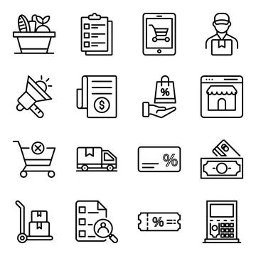 Pack of Commerce Linear Icons Stock Illustration