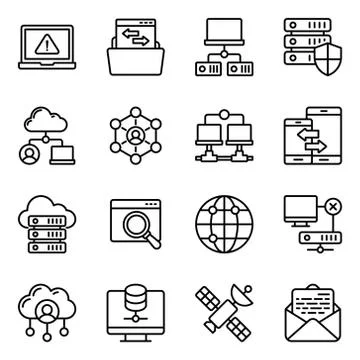 Pack of Communication Devices Icons Stock Illustration