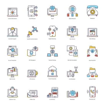 Pack Of Communication Flat Icons Stock Illustration