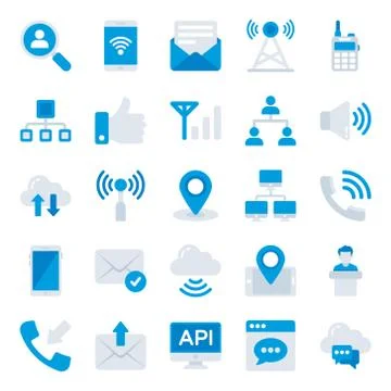 Pack Of Communication Flat Icons Stock Illustration