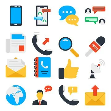 Pack of Communication Flat Icons Stock-Illustration