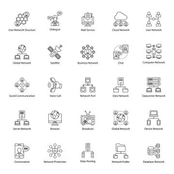 Pack Of Communication Line Icons Stock Illustration