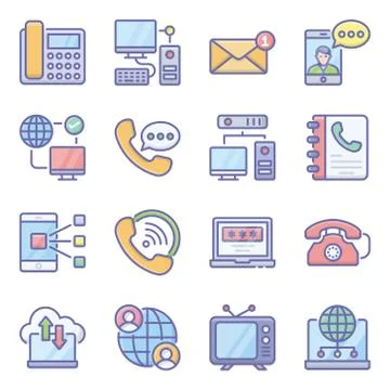 Pack of Communication Technology Vectors Stock Illustration