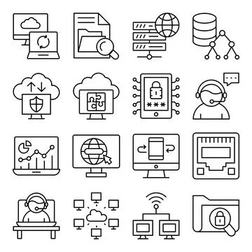 Pack of Computer Browser Linear Icons Stock-Illustration
