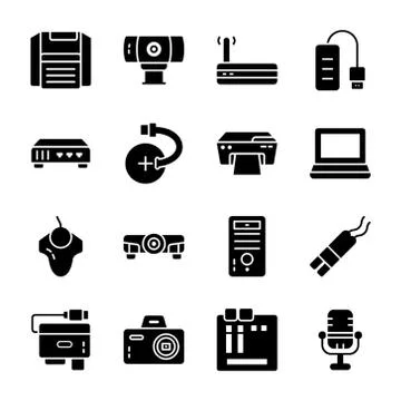 Pack Of Computer Hardware Icons Stock Illustration
