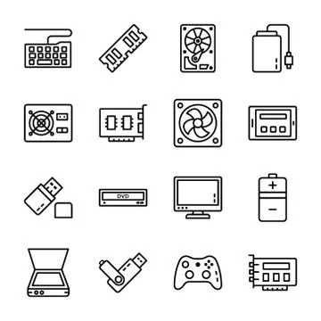 Pack Of Computer Hardware Icons Stock Illustration