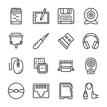 Pack Of Computer Hardware Icons Stockillustratie