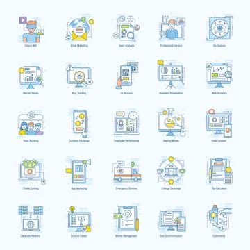 Pack of Concept Line Icons Stock Illustration