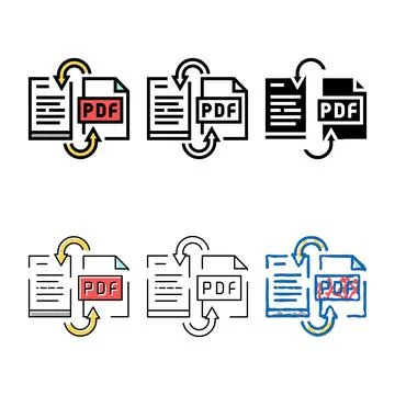 Pack convert pdf file to word pad color icon vector Stock Illustration