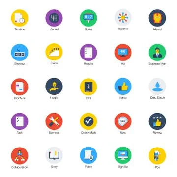 Pack Of Cool Trendy Flat Icons Stock Illustration